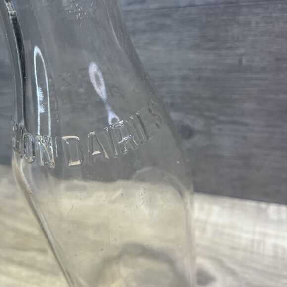 USA Clear Glass One Quart Milk Bottle Avalon Dairies Dairy Container Jar Vintage - Picture 5 of 11